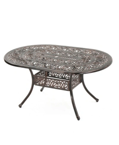Shop Noble House Lopez Outdoor Cast Oval Dining Table In Copper