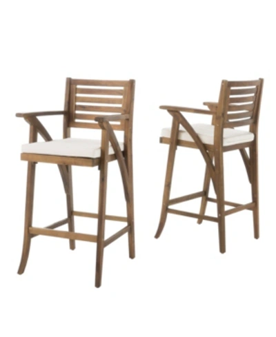 Noble House Hermosa Outdoor Barstool, Set Of 2 In Brown
