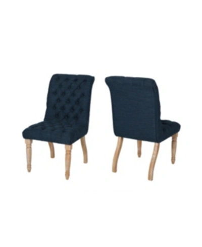 Noble House Fieldmaple Dining Chairs, Set Of 2 In Dark Blue