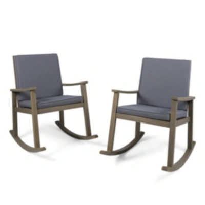 Shop Noble House Candel Outdoor Rocking Chair, Set Of 2 In Grey