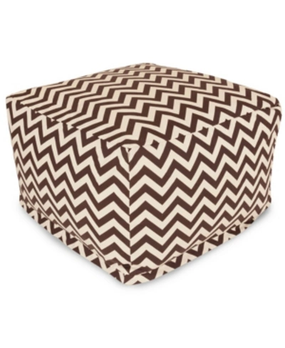 Shop Majestic Home Goods Chevron Ottoman Square Pouf With Removable Cover 27" X 17" In Dark Brown