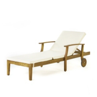 Noble House Summerland Outdoor Chaise In Teak Cream