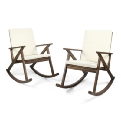 Shop Noble House Gus Outdoor Rocking Chair (set Of 2) In Cream