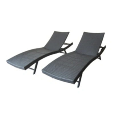 Noble House Kauai Outdoor Chaise (set Of 2) In Grey