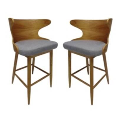 Shop Noble House Kamryn Mid Century Modern Fabric Barstools Set Of 2, Light Grey