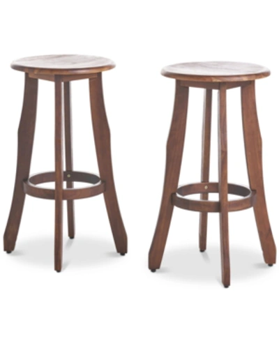 Shop Noble House Carmel Outdoor Barstools (set Of 4) In Dark Brown