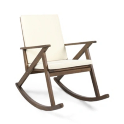 Shop Noble House Gus Outdoor Rocking Chair In Cream