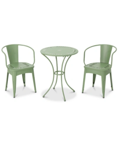 Shop Noble House Lorenzo 3-pc. Outdoor Leaf Set In Matte Green