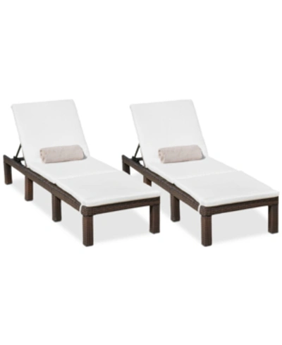 Noble House Wellington Outdoor Chaise Lounge (set Of 2) In Brown