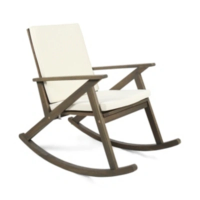 Shop Noble House Gus Outdoor Rocking Chair In Ivory