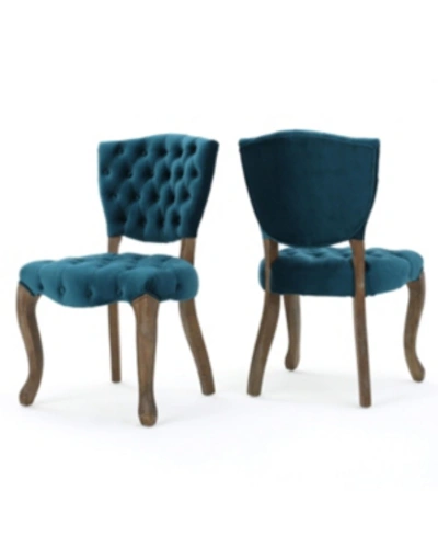 Shop Noble House Bates Dining Chair (set Of 2) In Teal