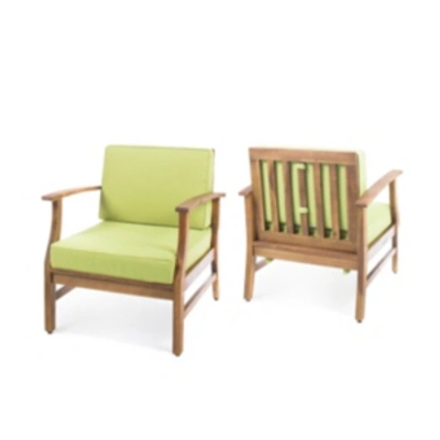 Shop Noble House Perla Outdoor Club Chair (set Of 2) In Green