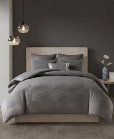 Shop Natori N  Hanae Yarn-dyed 3-pc. Comforter Set, Full/queen In Grey