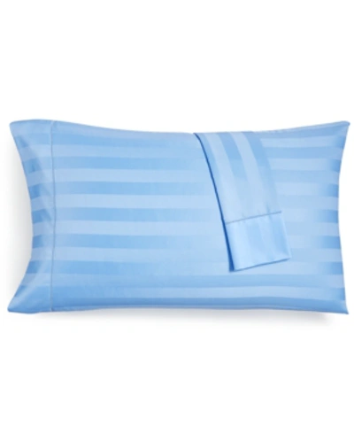Shop Charter Club Damask 1.5" Stripe 550 Thread Count 100% Cotton Pillowcase Pair, King, Created For Macy's Bedding In Cornflower (medium Blue)