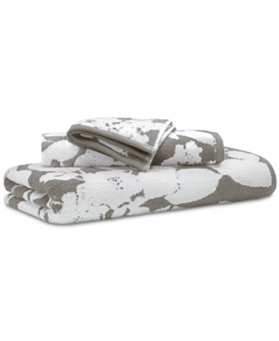 Shop Lauren Ralph Lauren Sanders Floral Antimicrobial Cotton Hand Towel, 16" X 30" In Pewter Grey