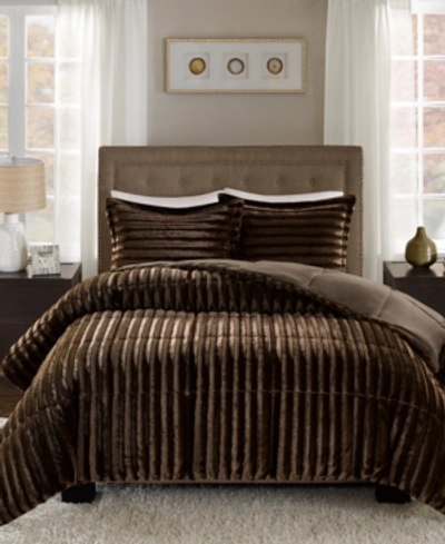 Madison Park Duke Reversible Faux Fur 3-pc. Comforter Set, King/california King In Chocolate