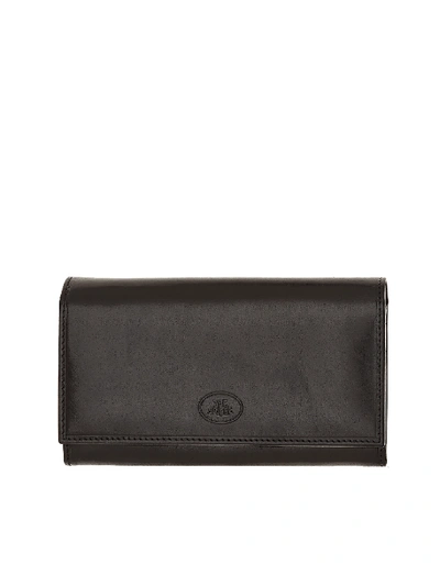 Shop The Bridge Designer Wallets Story Donna Black Genuine Leather Flap Wallet In Noir