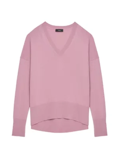 Shop Theory Women's Karenia V-neck Cashmere Sweater In Dusty Pink