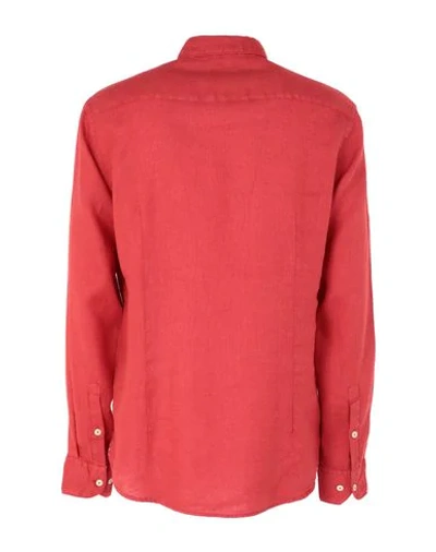 Shop Drumohr Man Shirt Rust Size S Linen In Red