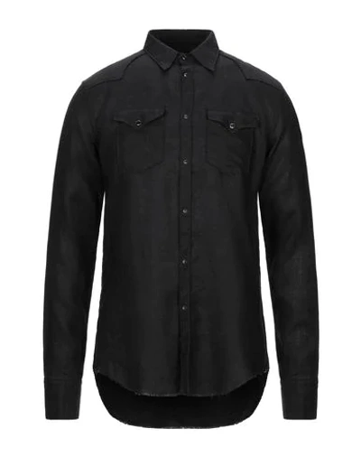 Shop Aglini Man Shirt Black Size 15 ½ Linen