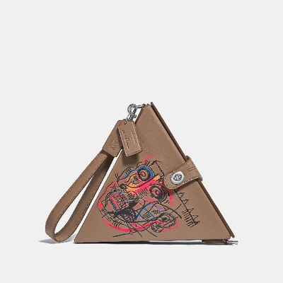 Shop Coach X Jean-michel Basquiat Triangle Bag 24 In Nickel/elm