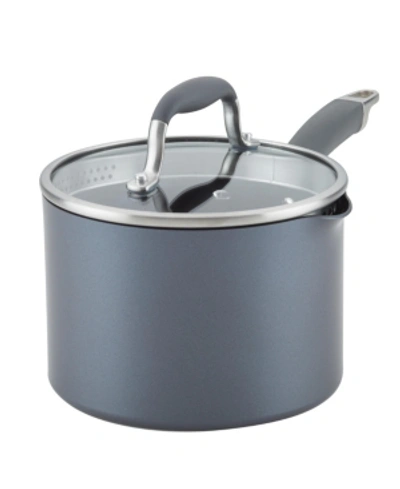 Shop Anolon Advanced Home Hard-anodized 3-qt. Nonstick Straining Saucepan In Moonstone