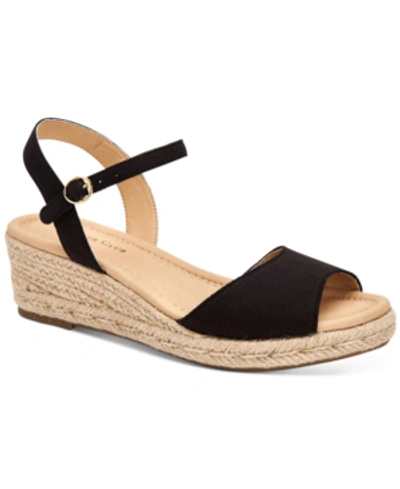 Shop Charter Club Luchia Platform Wedge Sandals, Created For Macy's In Black Canvas