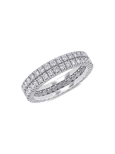 Shop Saks Fifth Avenue 14k White Gold & Diamond Double-row Eternity Ring