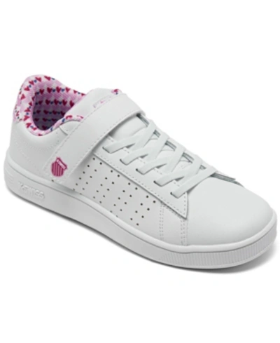 Shop K-swiss Little Girls Court Casper Casual Sneakers From Finish Line In White, Multi