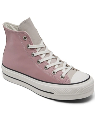 Shop Converse Women's Chuck Taylor All Star Lift Platform High Top Casual Sneakers From Finish Line In Salt Pink, Lotus