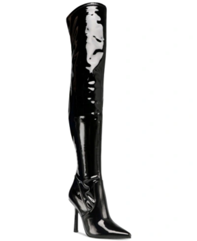 Shop Steve Madden Women's Vanquish Over-the-knee Thigh-high Boots In Black Patent