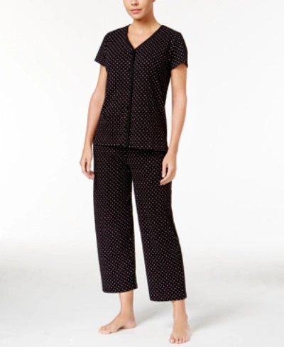 Shop Charter Club Women's Cotton Capri 2pc Pajama Set, Created For Macy's In Black Duo Dot