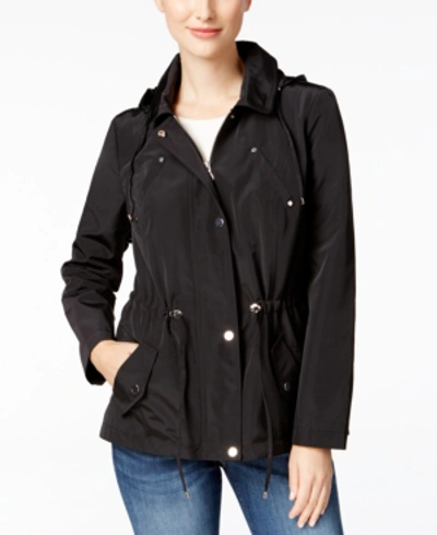 Shop Charter Club Women's Water-resistant Hooded Anorak Jacket, Created For Macy's In Deep Black