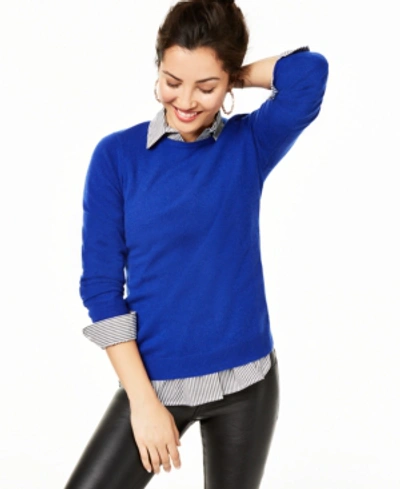 Shop Charter Club Women's 100% Cashmere Crewneck Sweater, Created For Macy's In Bright Blue
