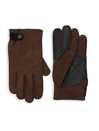 Shop Ugg Slim-fit Sheepkin Gloves In Black