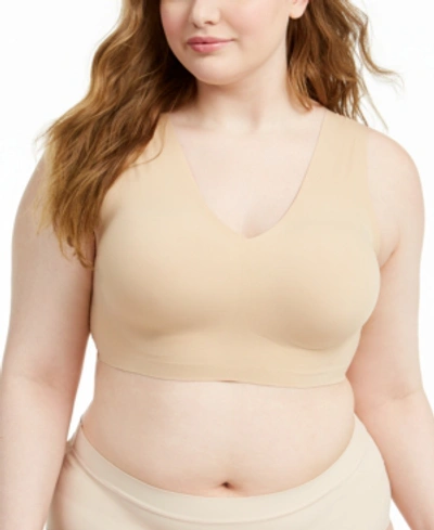 Shop Calvin Klein Women's Plus Size Invisibles V-neck Comfort Bralette Qf5831 In Bare (nude 5)