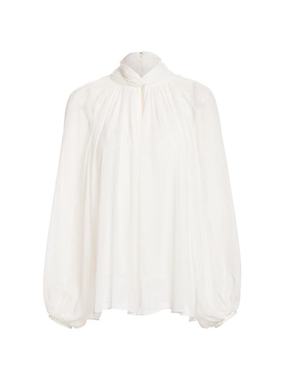 Shop Givenchy Draped Silk Blouse In Ivory