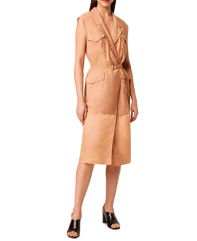 Shop French Connection Brekhna Safari Sleeveless Dress In Blushed Tan