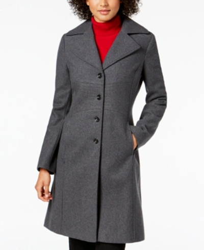 Shop Tommy Hilfiger Single-breasted Walker Coat, Created For Macy's In Medium Heather Grey