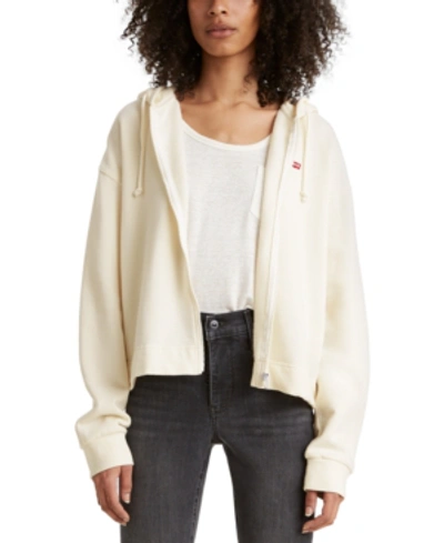 Shop Levi's Women's Fleece Zip-up Hoodie In Tofu