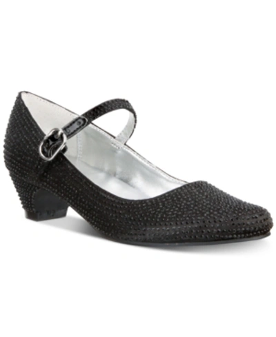 Shop Nina Zellia Big Girls Mary-jane In Black Satin W/stud