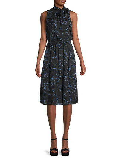 Shop Donna Karan Sleeveless Print Dress In Black Multi