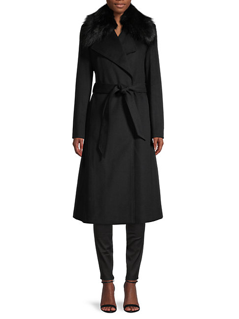 Karl Lagerfeld Wool-blend & Faux Fur-collar Coat In Black | ModeSens