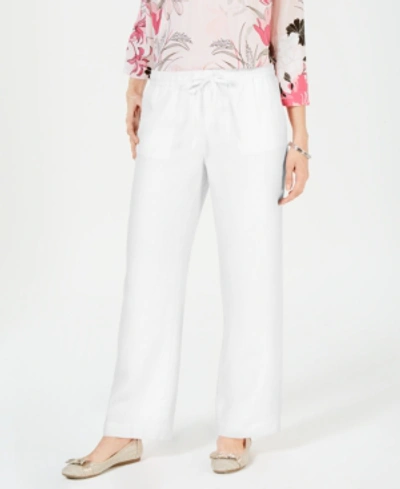 Shop Charter Club Petite Linen Drawstring Pants, Created For Macy's In Bright White