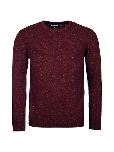 Shop Barbour Crewneck Wool-blend Sweater In Ruby