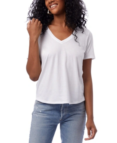 Shop Alternative Apparel Organic Cotton V-neck Women's T-shirt In White