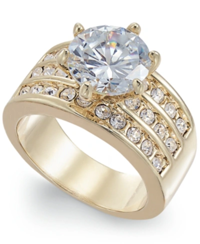 Charter Club Crystal Triple-row Ring In Fine Silver Plate Or Gold Plate, Created For Macy's In Gold