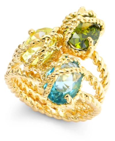 Charter Club Stone Trio Rope Ring In Gold Plate, Created For Macy's In Gold