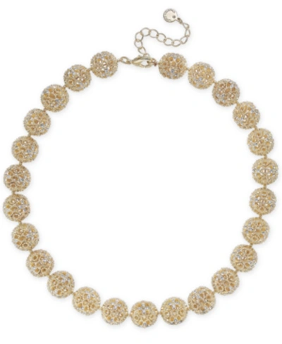 Shop Charter Club Gold-tone Crystal Openwork Beaded Collar Necklace, 18" + 2" Extender, Created For Macy's