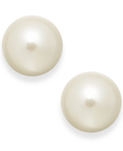 Shop Charter Club Silver-tone Imitation Pearl (10mm) Stud Earrings, Created For Macy's In Gold